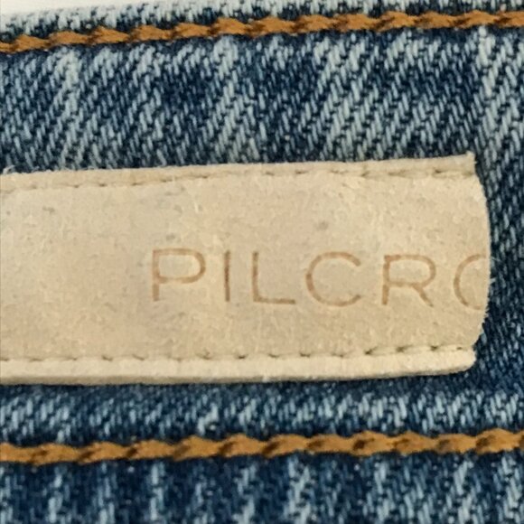 Pilcro Slim Boyfriend Crop Jeans Women 25 Blue Mid Rise Embroidered Aztec Denim - Picture 3 of 14